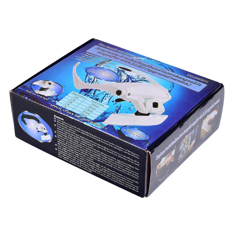 Multi-Lens Head-Mounted LED Magnifier with Eyebrow Tattoo, Eyelash Extensions, and Reading Glasses Features