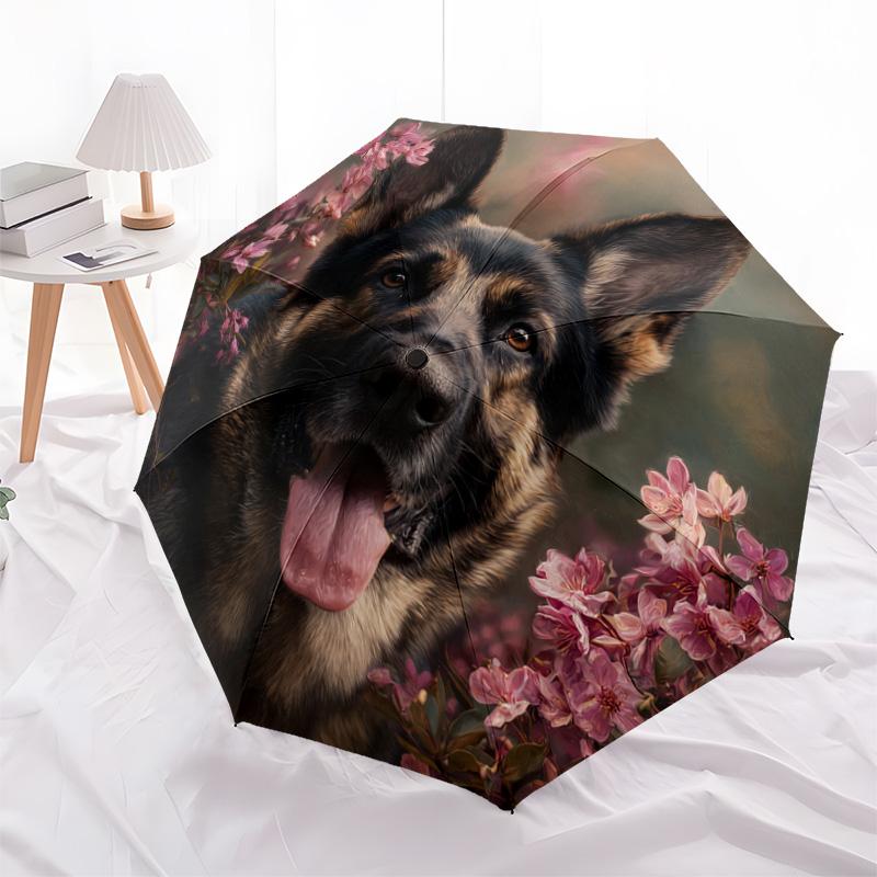1 PC Automatic Folding Umbrella - German Shepherd Pattern, Portable & Foldable Design with 8 Ribs, Christmas Birthday Gifts