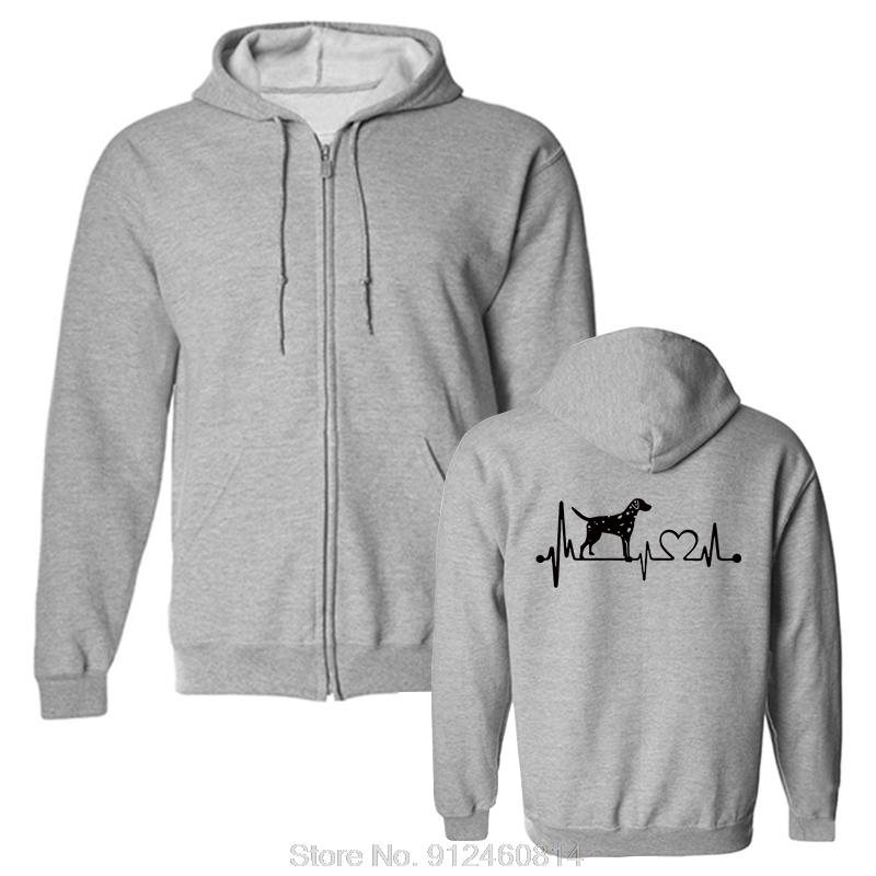Dalmatian Dog Heartbeat Pullover Hoodie Cotton Fashion Hoody Funny Jacket Zip Up Hoodie Sweatshirt Casual Hip Hop Streetwear