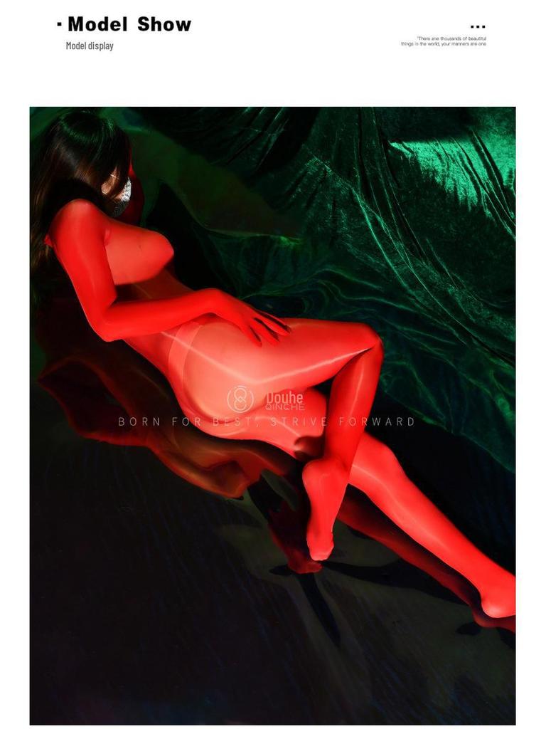 912 Jehla Lesklý Koňský Olej 8D Tenká Těsná Kombinéza s Pěti Prsty se Sexy Otevřeným Rozkrokem Celotělové Punčochy pro Ženy