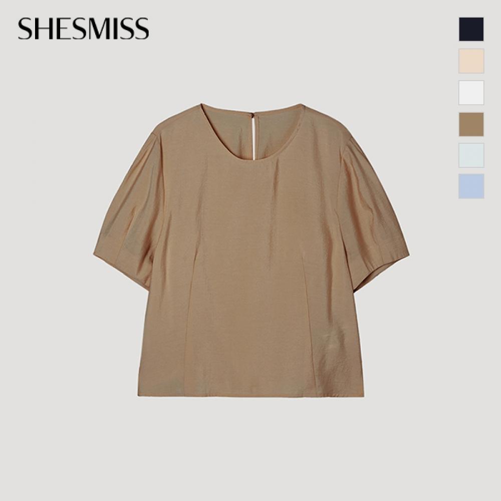 [shs Miss] Round Neck Puff Blouse Swwblp22140