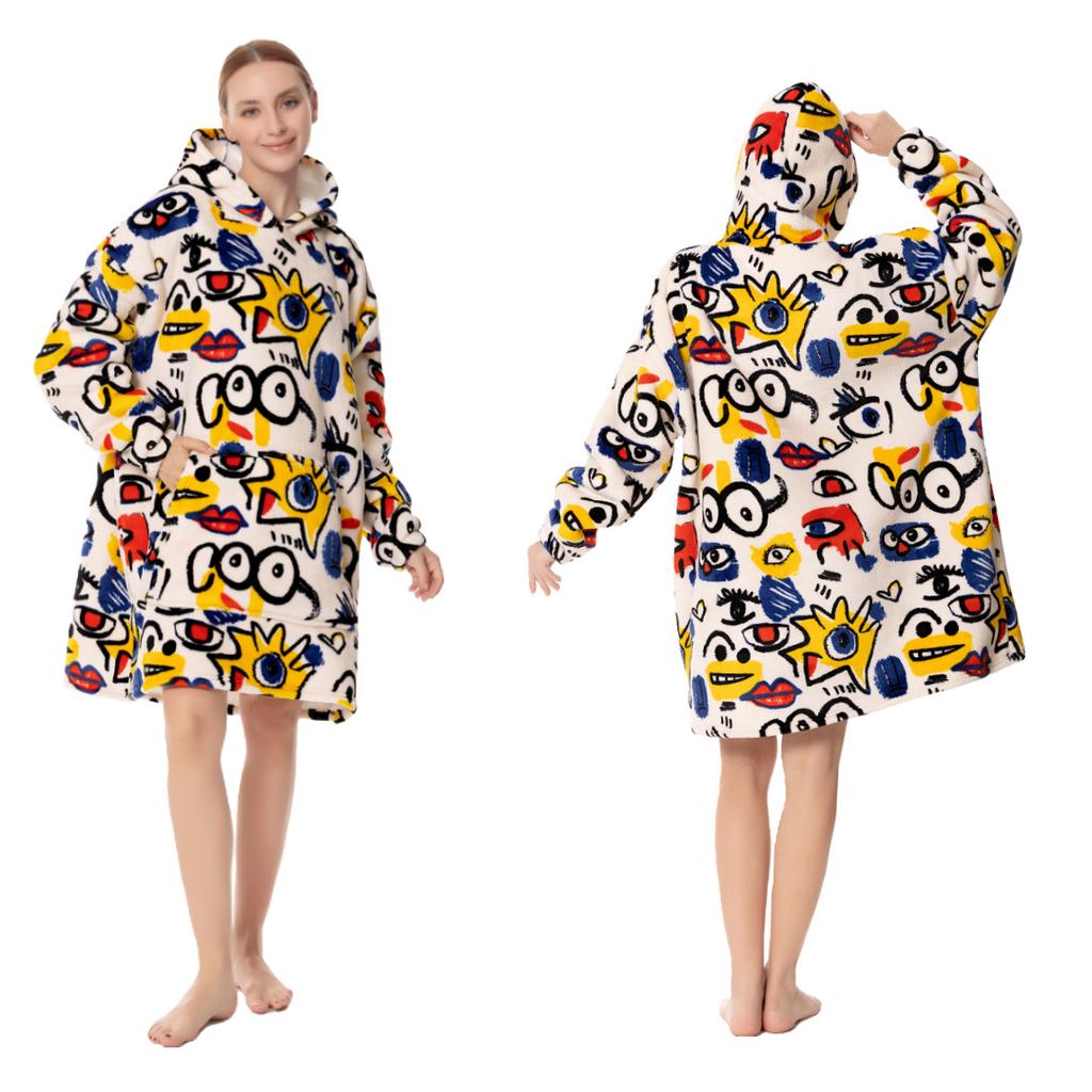 1 Stück Kapuzenpullover für Erwachsene, Kaltwetterkleidung, Hauskleidung, Flanell-Pyjama