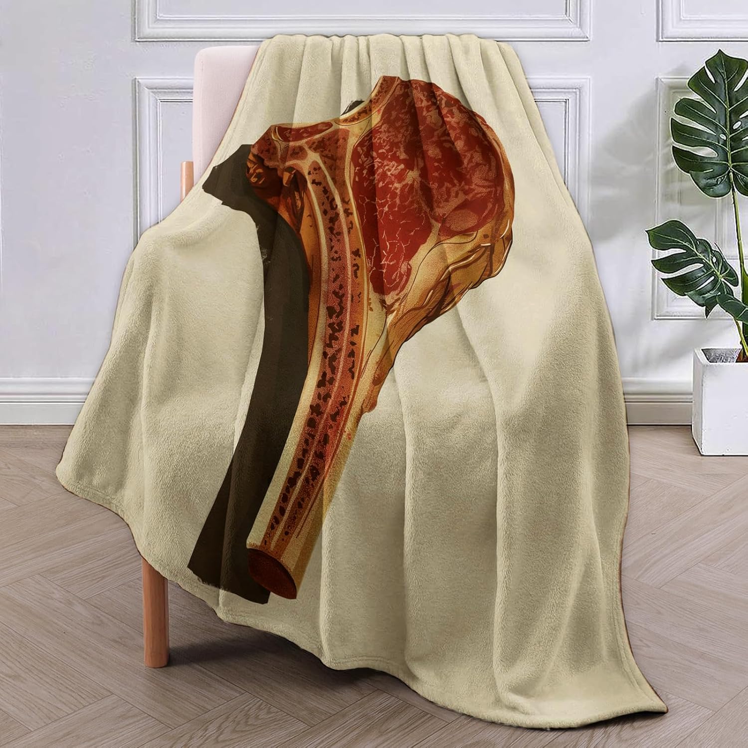 

Steak Blanket Gifts for Kids Adults Women Girls Soft Warm Lightweight Cozy Plush Beaf Meat Foods Throw Blankets for Bedroom Livi 75x90cm