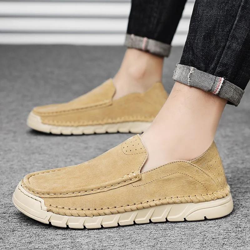 Summer Leather Casual Peas Shoes Sports All-match Sneakers Men's Lazy Shoes Breathable Driving Shoes Men