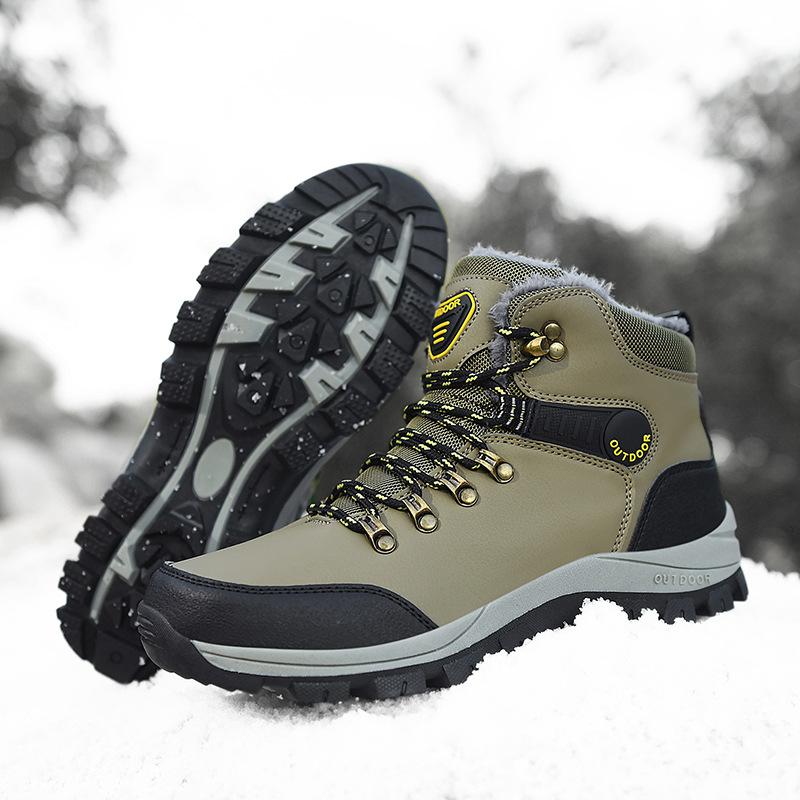 Winter large size velvet thickened warm snow boots outdoor sports men's high-top Northeast large cotton shoes