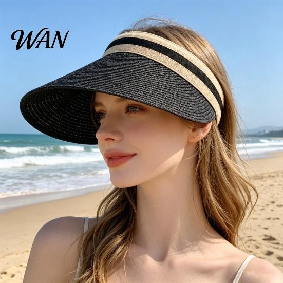 Cappello da Sole in Paglia Estivo Pieghevole, Intrecciato Traspirante Portatile Protezione UV per Spiaggia Viaggio Escursionismo Copricapo
