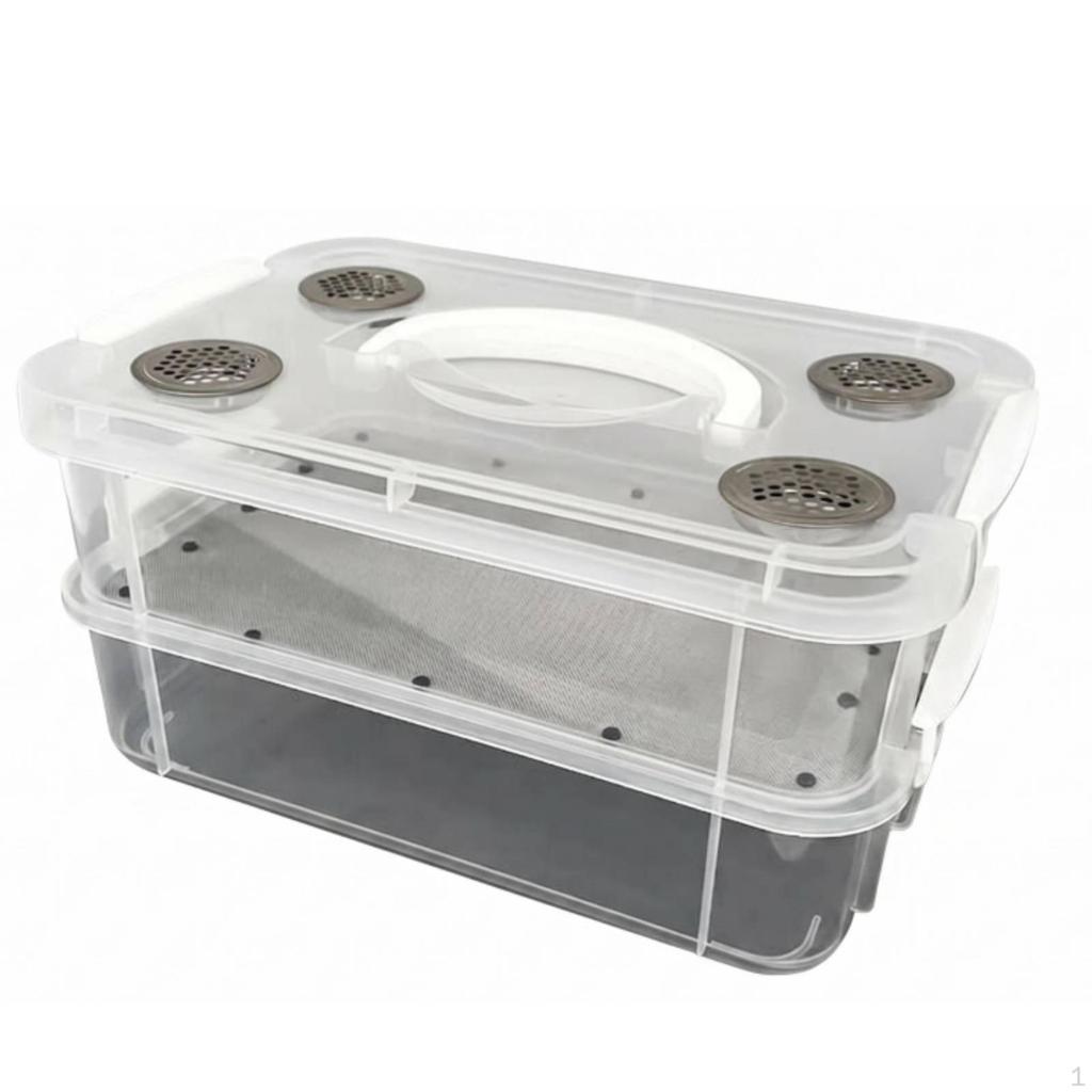 Mealworm Breeding Box Sieve Design TwoLayer Kit Odor Control Breadworm Feeder for Desktop,