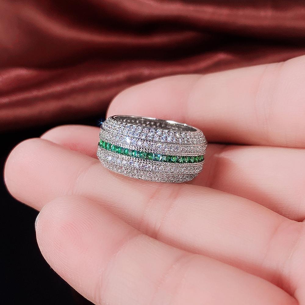 Gorgeous Promise Rings Women for Party Full Brilliant Green Finger Accessories Anniversary Gift New Trendy Jewelry
