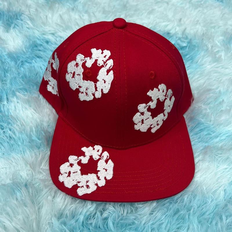 

Mei Kapok embroidered baseball cap sun hat flat brim hat Adjustable червоний