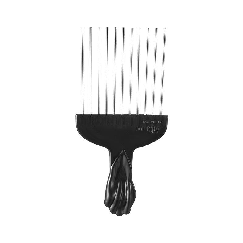Black Fist Afro Pick Metal Wide Teeth Hair Comb For Volumizing Hair Styling Anti-static Comb Brush Detangling Comb