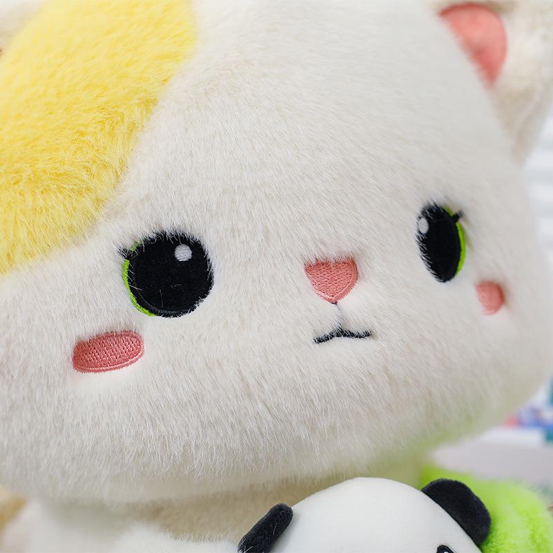 Cartoon Cute Cat with A Bear Plush Toy Creative Cat Hugging Panda Doll Pillow Gift
