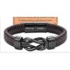 Bracelet New Men's Handwoven Engraved Twist Bracelet Black Leather Bracelet