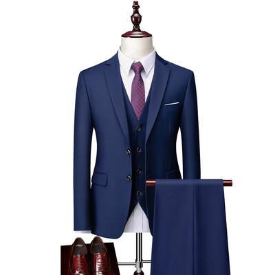5XL(Jacke + Weste + Hose)Reine Farbe Herren Business Anzug Dreiteiliges Set Bräutigam Hochzeitskleid