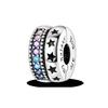 Silver Clasp 925 Silver CZ Pave Clip Charms Daisy Beads Stopper Safety Chain Fit Original Bangle Bracelet Jewelry Clip
