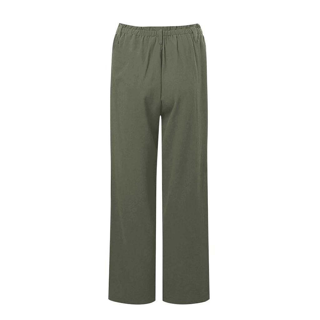 Fashion Color Cotton Linen Fashion Loose High Waist Casual Pants For Women