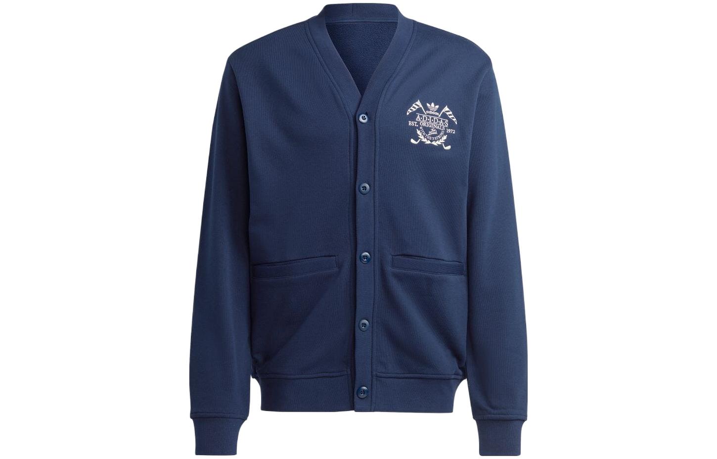 Adidas Originals Knitwear Men s Blue V Neck Moderate Cardigan IC5771 L