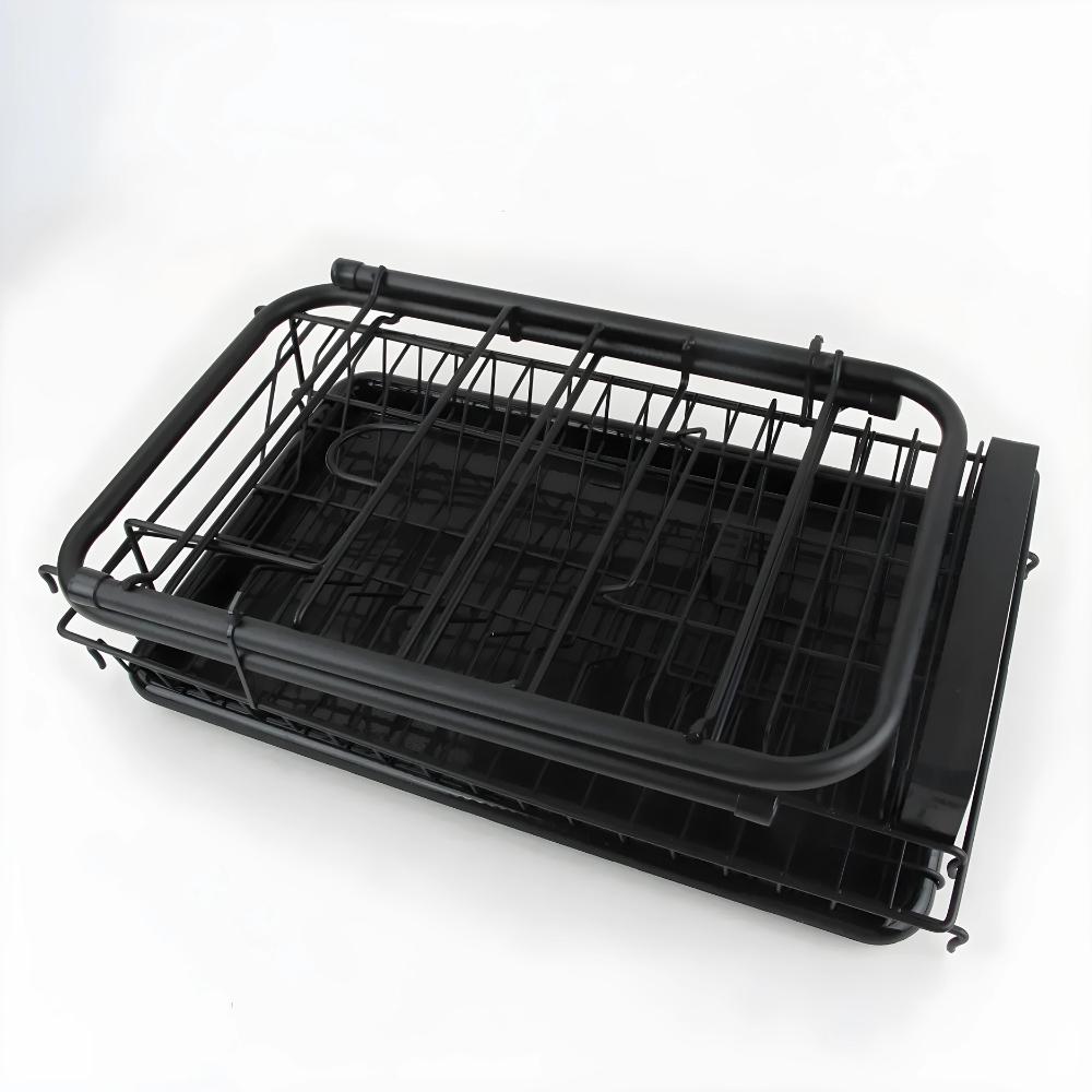 Large, two-tier standing dish drainer for dishes, black