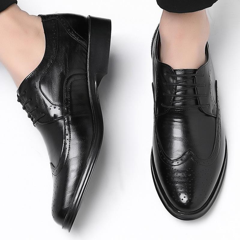 Spring new large size leather shoes British office Brock carved business dress men's leather shoes
