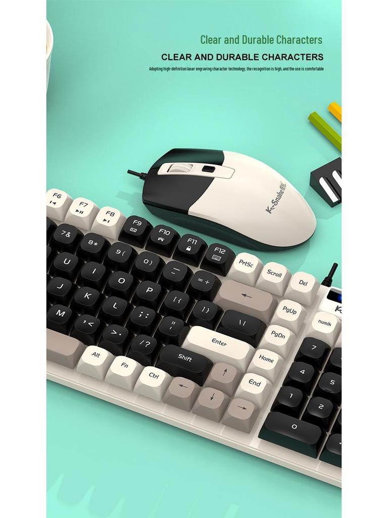 KM100 Viper Wired Keyboard & Mouse Set, 98-Key Color-Block, for Desktop, Laptop, Office & Business Use.