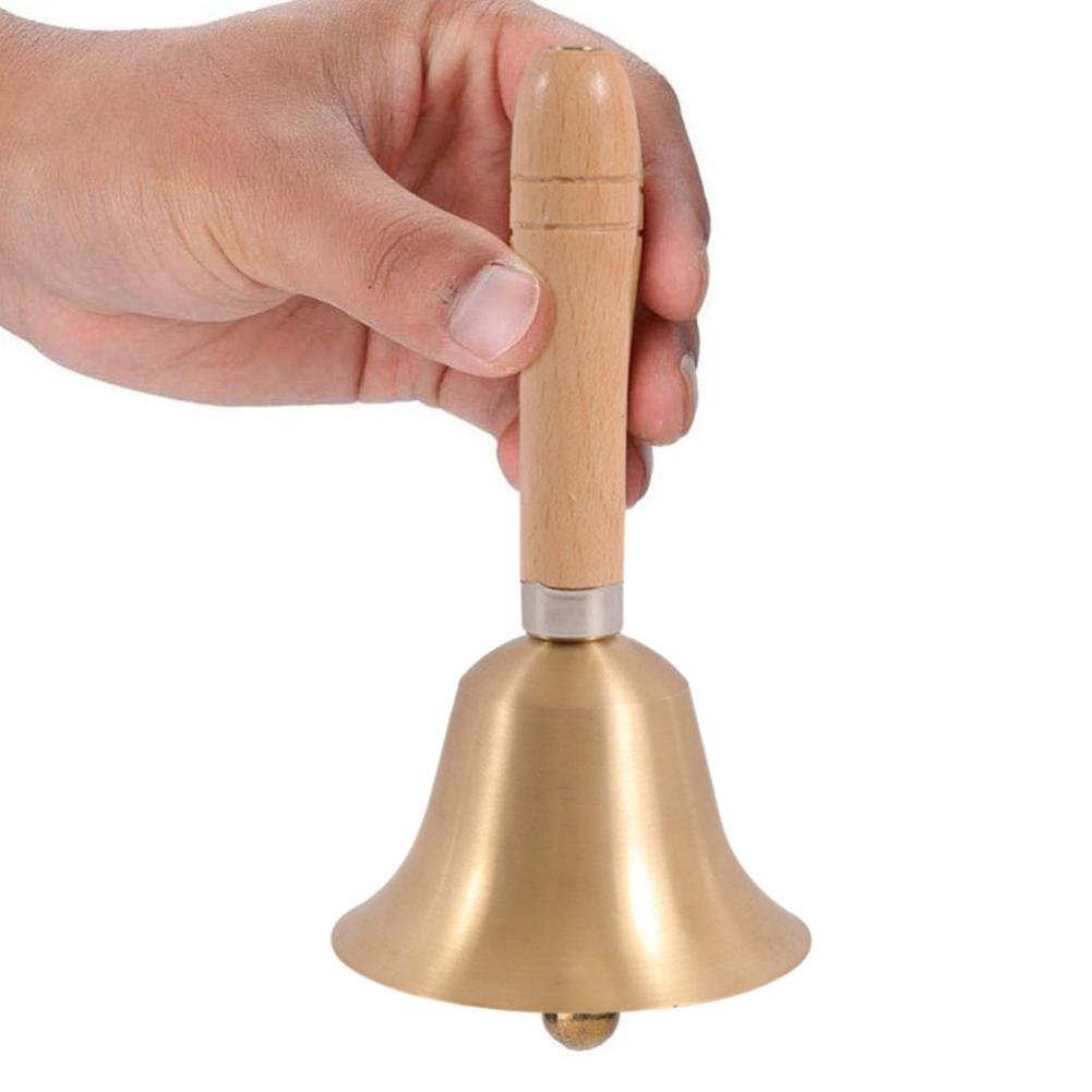 Wooden Handle Hand Bell 8cm Diameter Bell Bell Hand Hand Small Copper Handle Class Bell Cranked G4W8