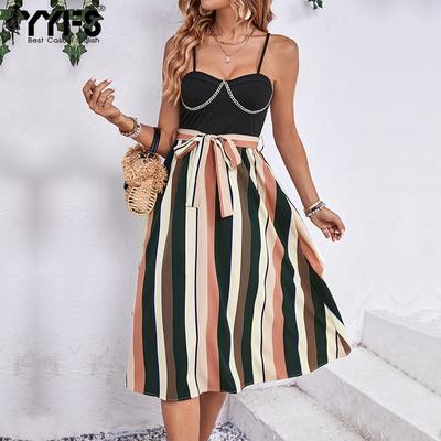 Damenmode Sommer ärmellose Hosenträger One Shoulder Mittlere Taille Freizeitkleider