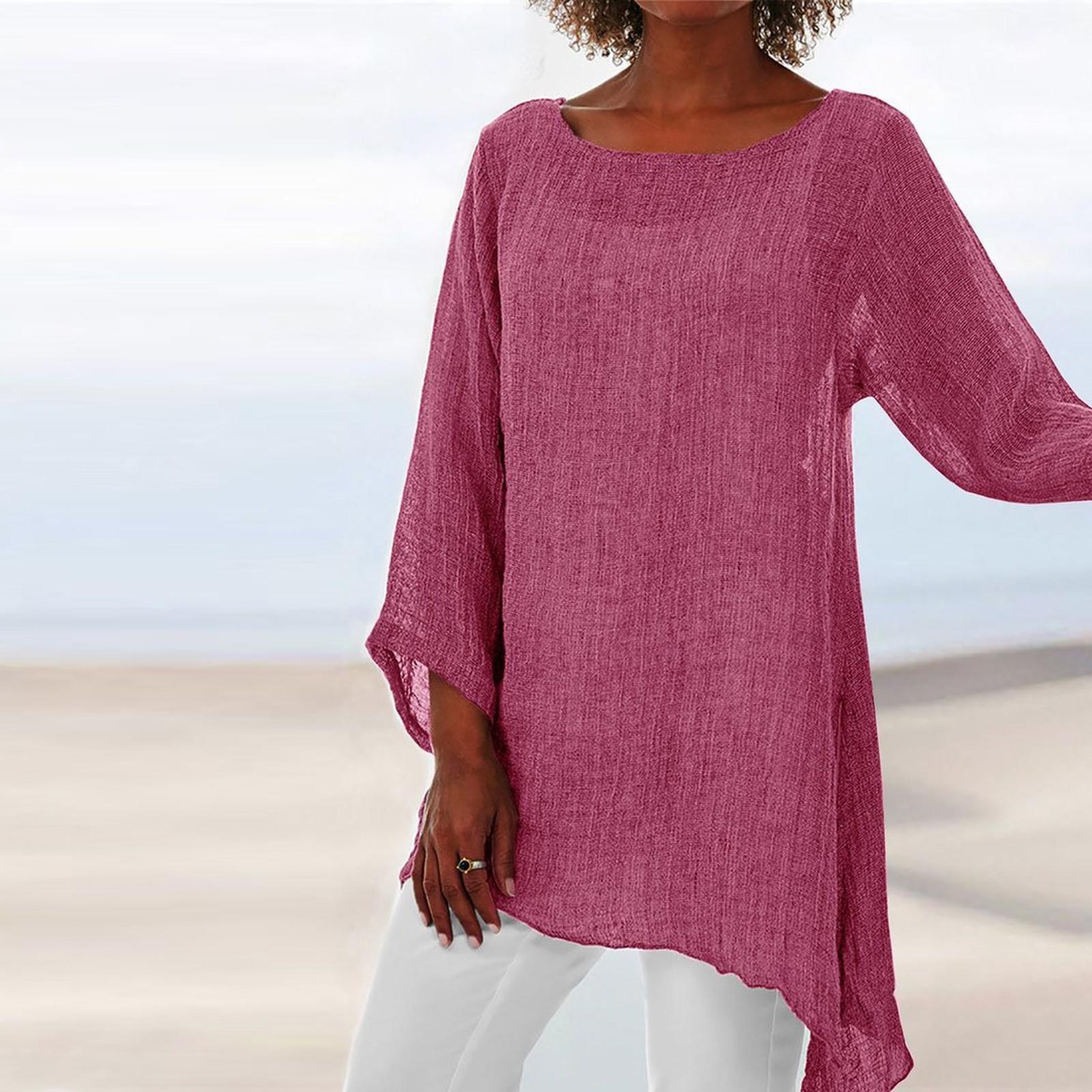 

Модный женский однотонный свободный и удобный топ с длинными рукавами нестандартной формы XL розовый