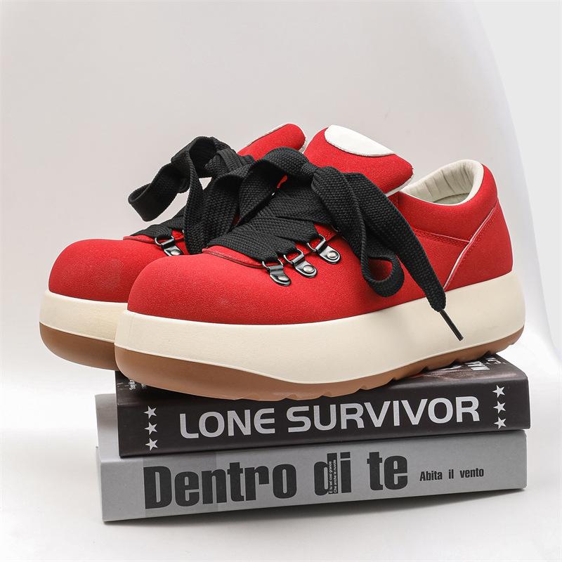 

Мужские кожаные кеды для скейтбординга для большой головы: Толстая подошва, Увеличение роста, Повседневный стиль - Издание 2025 года 39 красный