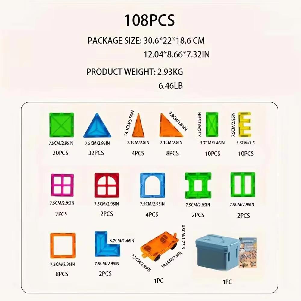 Large Color Window Magnet 88-108PCS DIY Building Blocks STEM Education Toys Suitable for Birthday Halloween Gifts for Teenagers