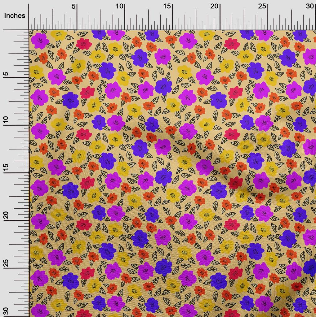 oneOone Cotton Flex Ronchi Fabric Leaves & Flower Quilting Supplies Print Sewing Fabric By The Yard 40 Inch