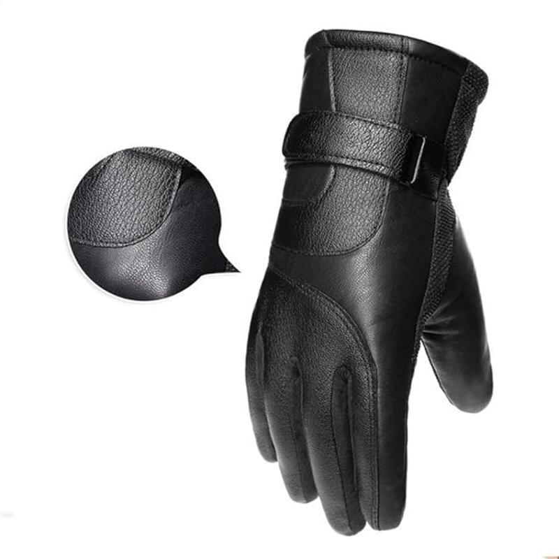 Touchscreen Leather Gloves Winter Warm Waterproof Windproof Fleece-Lined Thickened Outdoor Motorcycle Riding Gloves