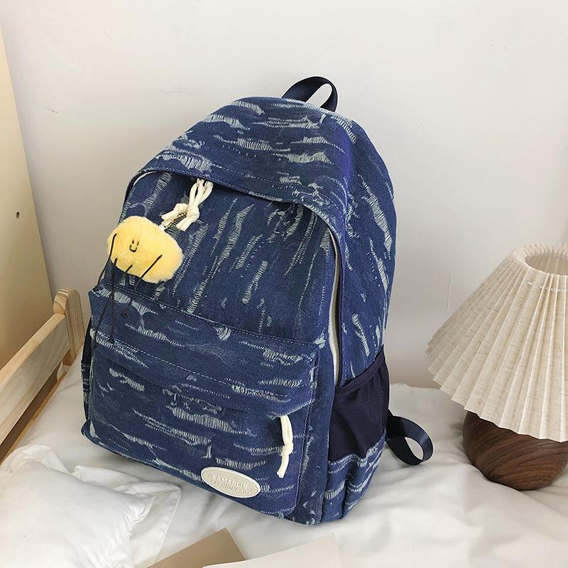 Grote Rugzak voor Studenten Modieuze en Eenvoudige Jeans Schooltas Cool en Trendy Veelzijdige en Casual Rugzak voor Vrouwen .