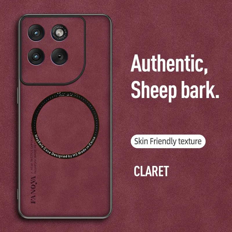 Cases For Motorola G47 G37 G Max Sheepskin Leather Shockproof Case For Moto G87 G77 G67 Magnetic Wireless Charging Phone Cover