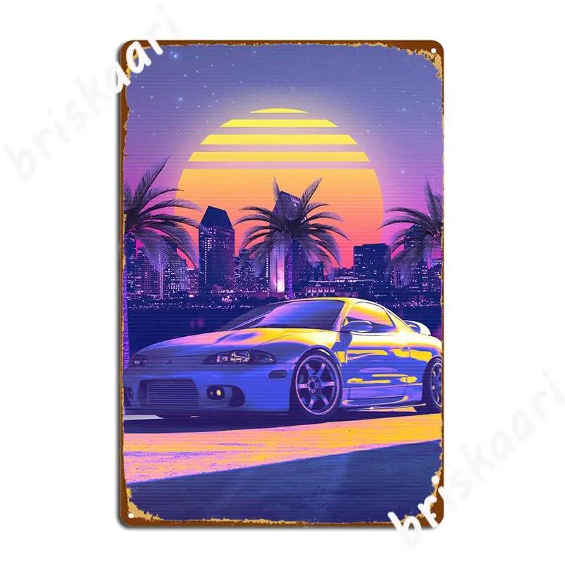 Eclipse Synthwave Poster Metal Plaque Party Decoration Wall Decor Club Party Tin Sign Posters