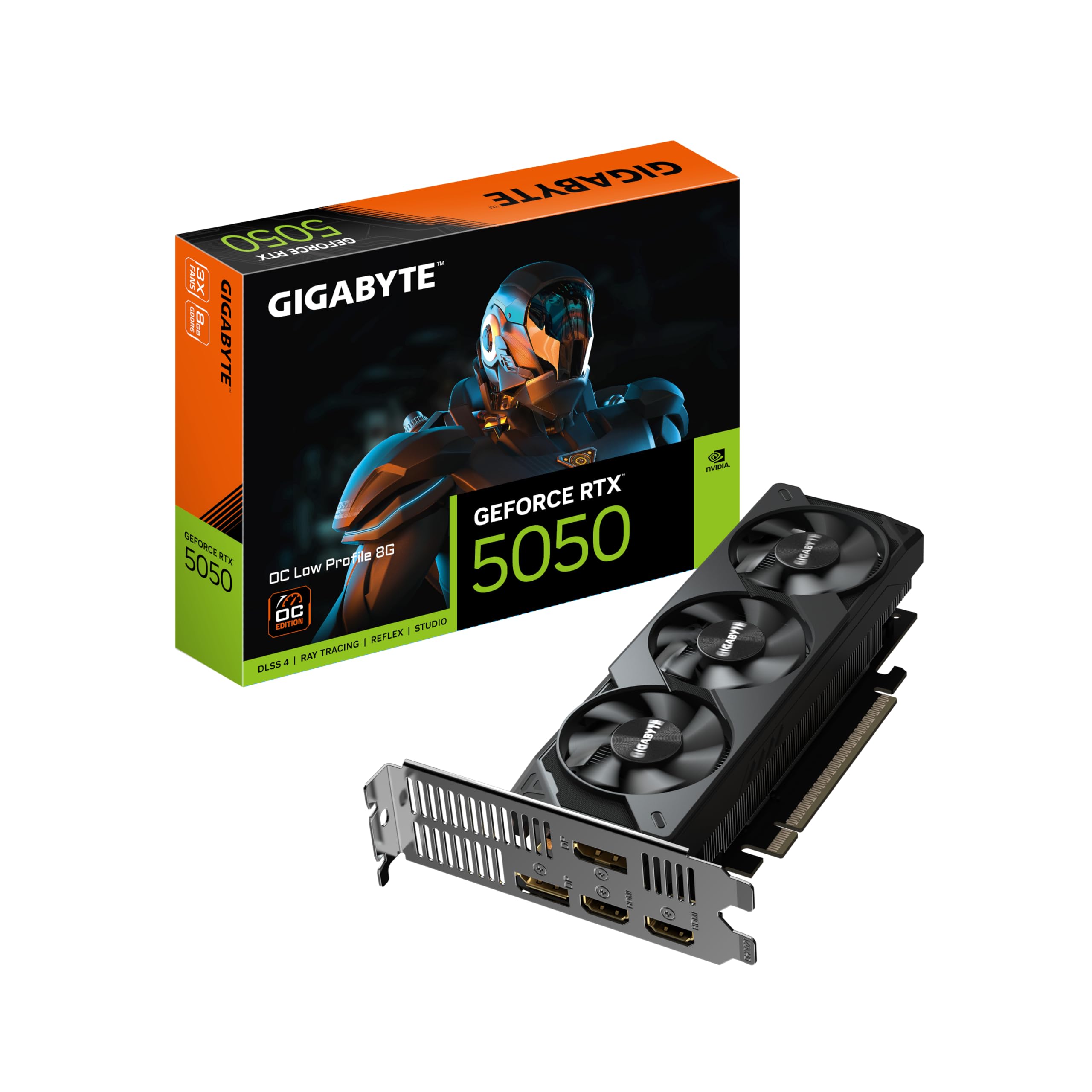 

Графічна карта GIGABYTE NVIDIA Geforce RTX 5050 з GDDR6 8 ГБ, низькопрофільна, сумісна з японськими продавцями Gigabyte, [Офіційний продукт] GV-N5050OC-8GL