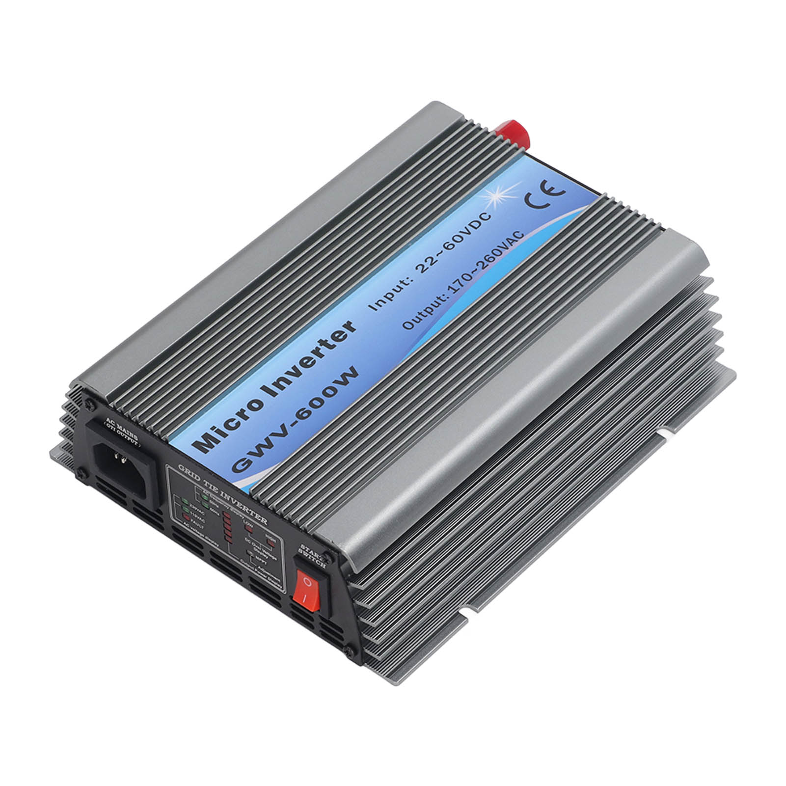 

Солнечный инвертор 600 Вт 22-60 В постоянного тока алюминиевый сплав вентилятор охлаждения многоуровневая защита сетка подключена