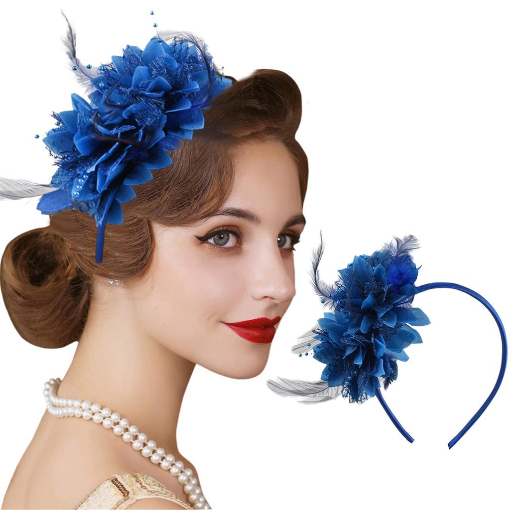 1900S Flapper Feathered Flower Headband For Carnival Party Antique Hair Decoration With Soft Band for Music Festival