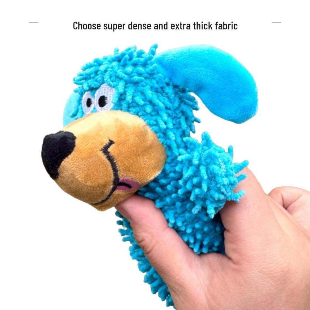 Dog Cartoon Sounding Plush Mop Toy - Bite-Resistant Molar Cleaning Dog Toy