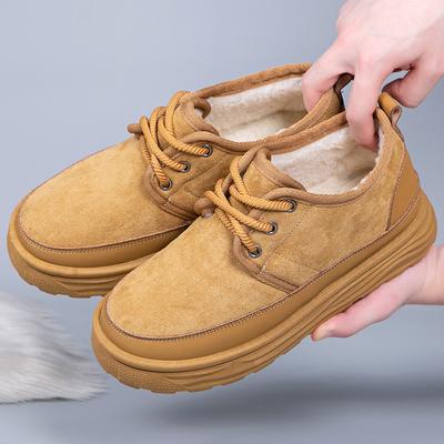 Winter Warme Schneestiefel für Herren Leichtgewichtige Schnürstiefeletten aus Wildlederimitat Schuhe Herren Warme Bequeme Futter aus Kunstfell Rutschfeste Kurze Stiefeletten