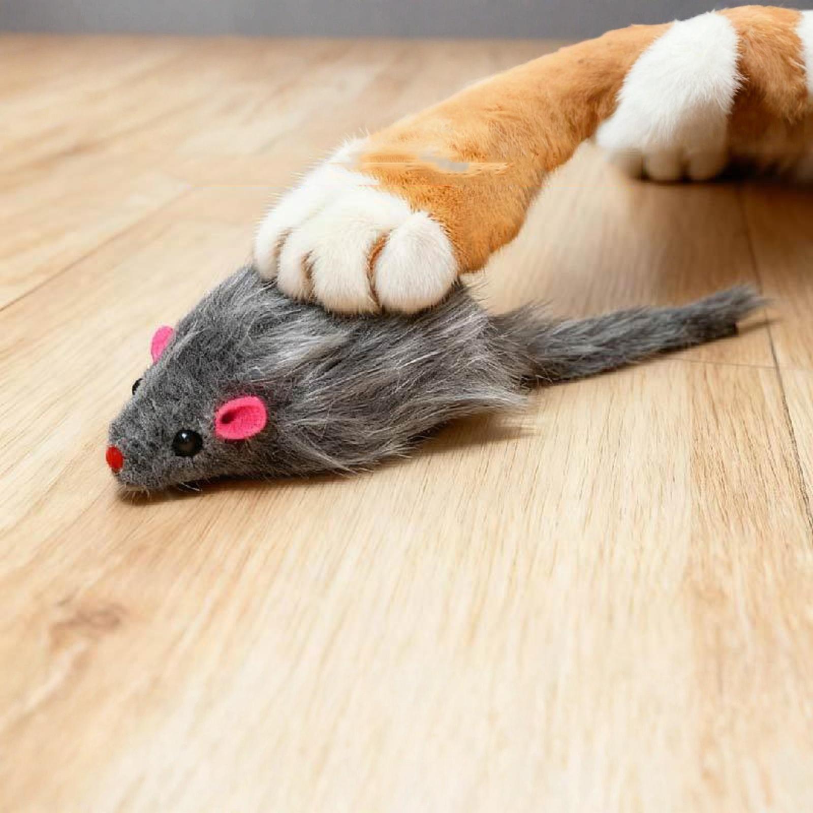 Interactive Toy 6.3” Realistic Size Furry Rattle Mouse Without Catnip Mice Toy for Bored Indoor Adult , Chew Toy Self Play one size чёрный