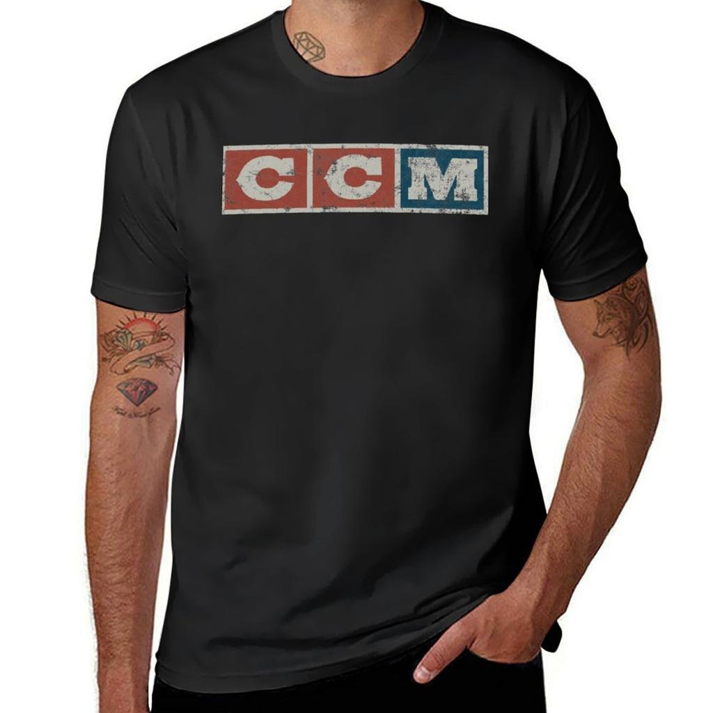 CCM logo Vintage verweerd T-shirt aangepaste katoenen grafische T-shirts Valentijns boetiek kleding heren vintage T-shirts