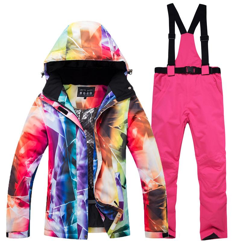 Winter Outdoor Ski Suit, Women's Thermal Snowboard and Snowboard Ski Pants Suit.
