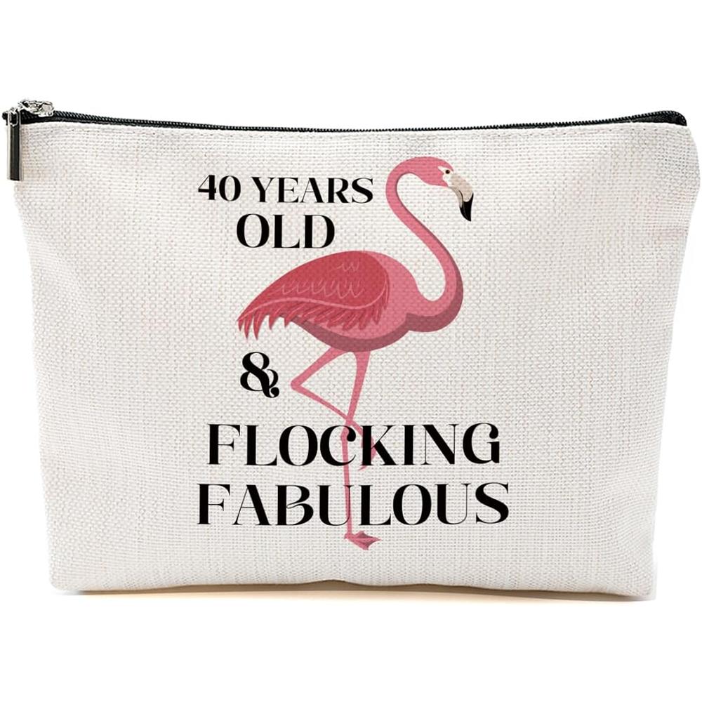 

40th 50th Birthday Gift for Her Flamingo Gifts Funny Makeup Bag 50 Year Old Gifts for Women Grandma Mom Birthday Toiletry Bag 1pcs 15x22x5cm