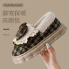 Bow Cotton Slippers Women's Winter New Indoor Home Thick-bottomed Velvet Thermal Bag and Slippers Winter