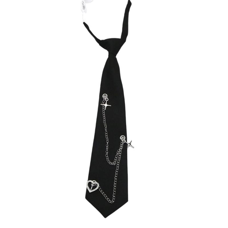 Ready Tied Metal Chain Necktie Academic Style Polyester Cloth For Students Professionals