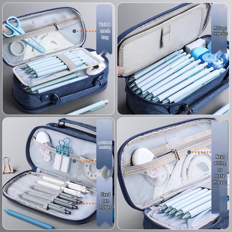 5-lagige Handtasche mit großer Kapazität für Studenten - Einfache, multifunktionale Stiftebox