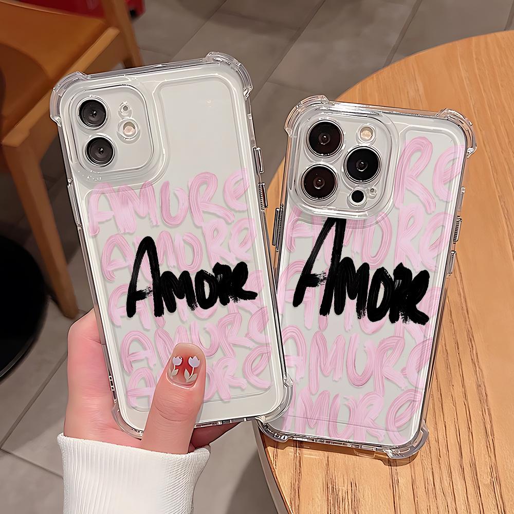 Amore-love Italian Romantic Aesthetics Phone Case For iPhone 16e 16 15 14 13 12 11 Mini Pro Max X XR XSMax 7 8 Plus Clear Cover
