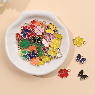 10/20/30pcs Alloy Material Jewelry Making Multi-color Butterfly Pendant Clover Alloy Pendant Jewelry Necklace with Butterfly Pendant