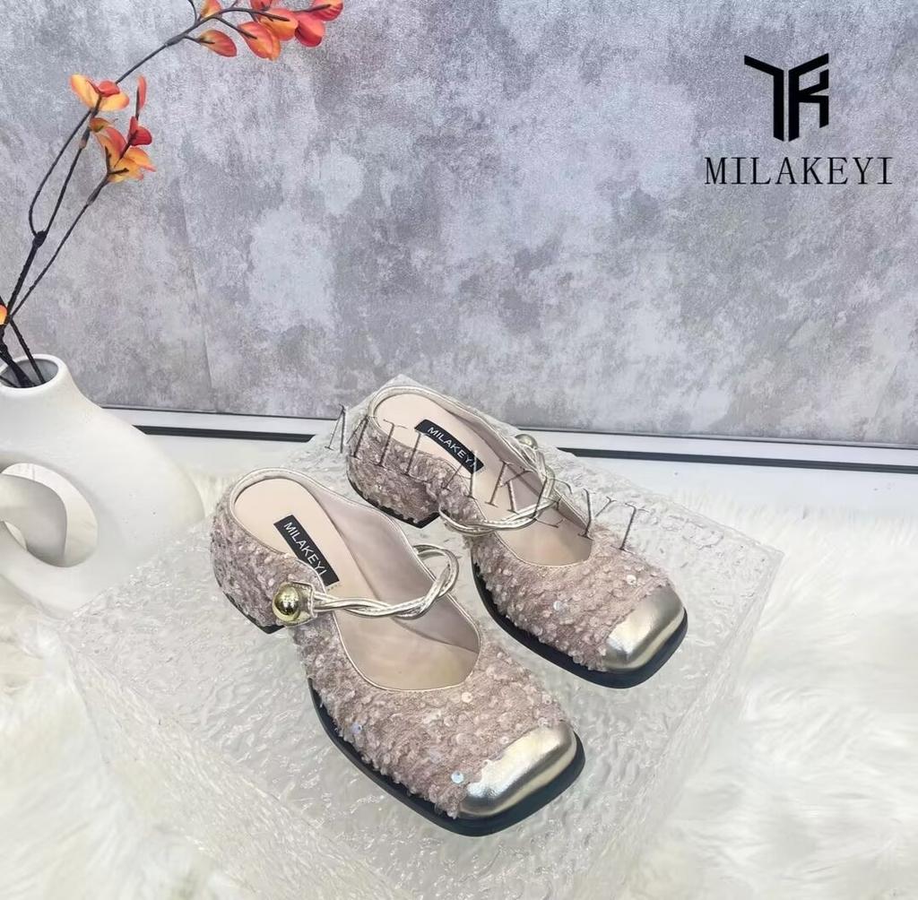 Fashion Glitter Slides Shoes Woman 2024 Slippers Flat Low Female Mule Pantofle Cover Toe Jelly Mules New PU Bling Crystal Rubber Rome Ho