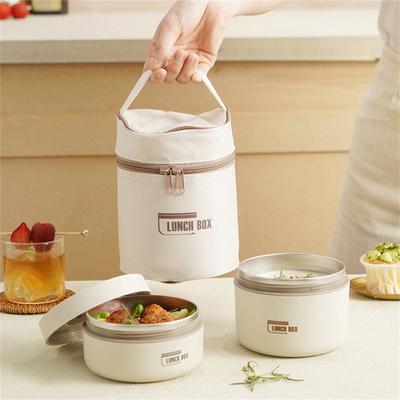 2/3Pcs Portable Insulated Lunch Container Set With Thermal Bag Stackable Stainless Steel Bento Box for School Work Picnic Travel