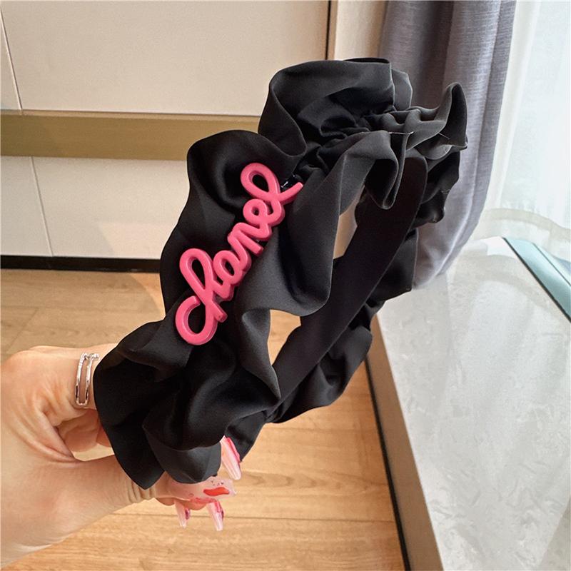 

Women Headband Solid Color Letter Pleated Hairband Headwear Casual Hair Hoop Hair Accessories чорний